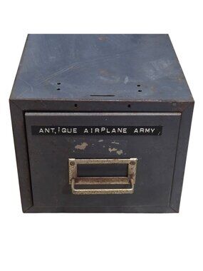 Retro Metal Industrial Card File Drawer Postcard Photo Storage Vintage Office